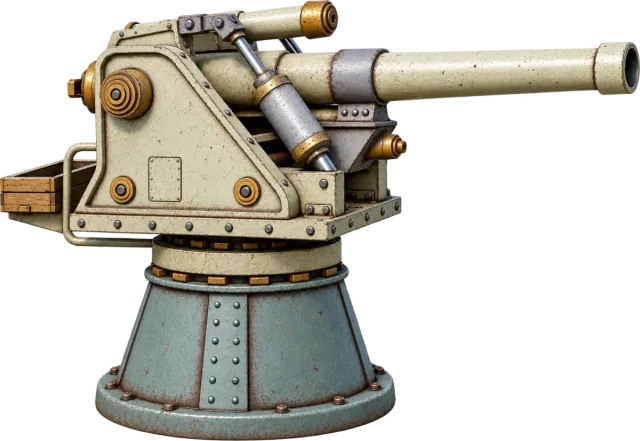 Rusty 80mm naval cannon